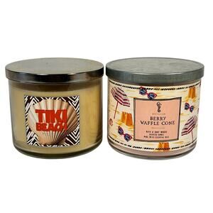 Slatkin & Co. Tiki Beach Bath & Body Works Berry Waffle Cone 3 Wick 2 Candle Lot